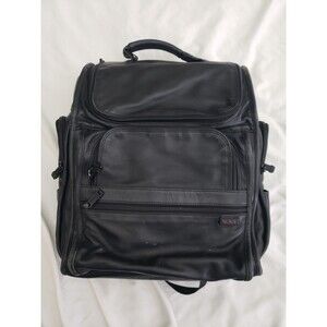 TUMI Brief-Pack Backpack ALL Leather Black Travel Bag